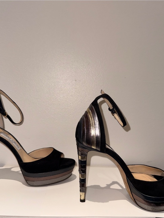 Jimmy Choo Black Suede Platform Ankle-Strap Sandals main image 3